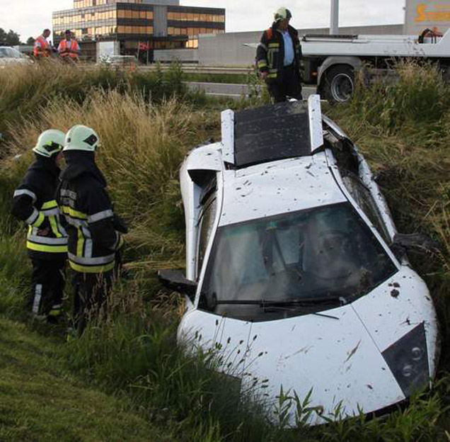 Lamborghini Murciélago LP640 crashed nabij Oostende